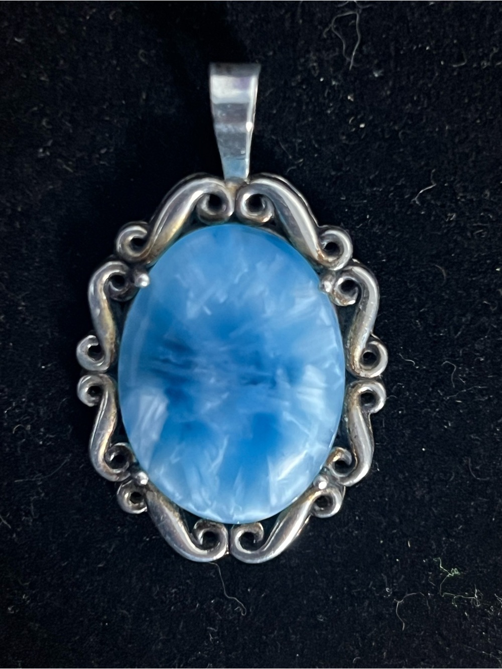 925 STERLING SILVER BLUE OPAL SIGNED PENDANT.  Super nice. Signed